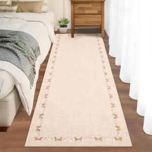 Garvee Washable Jute Color Rugs for Bedroom Grils, 5×7 Living Room Rug Non Slip Playroom Rug Soft Non Shedding Bedroom Rugs Low Pile Stain Resistant Carpet for Nursery Dining Room, Jute Color(Bow|beige)