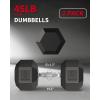 Garvee 5-50 LB Hex Dumbbell Set of 2, Hand Weights Dumbbells Pair with Cast Iron Core, Rubber Encased Coating and Textured Carbon Steel Handle for Home Gym Strength Training(45 LBS Pair)