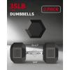 Garvee 5-50 LB Hex Dumbbell Set of 2, Hand Weights Dumbbells Pair with Cast Iron Core, Rubber Encased Coating and Textured Carbon Steel Handle for Home Gym Strength Training(35 LBS Pair)