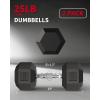 Garvee 5-50 LB Hex Dumbbell Set of 2, Hand Weights Dumbbells Pair with Cast Iron Core, Rubber Encased Coating and Textured Carbon Steel Handle for Home Gym Strength Training(25 LBS Pair)