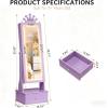 Garvee Kids Jewelry Armoire with Full Length Mirror, LED Lights, Adjustable Angle, Lockable Jewelry Cabinet for Girls, Standing Organizer, Gift for Girls,Pink(Purple With Led)