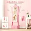 Garvee Kids Jewelry Armoire with Full Length Mirror, LED Lights, Adjustable Angle, Lockable Jewelry Cabinet for Girls, Standing Organizer, Gift for Girls,Pink(Pink With LED)