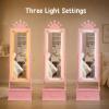 Garvee Kids Jewelry Armoire with Full Length Mirror, LED Lights, Adjustable Angle, Lockable Jewelry Cabinet for Girls, Standing Organizer, Gift for Girls,Pink(Pink With LED)