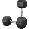 Garvee 5-50 LB Hex Dumbbell Set of 2, Hand Weights Dumbbells Pair with Cast Iron Core, Rubber Encased Coating and Textured Carbon Steel Handle for Home Gym Strength Training(25 LBS Pair)