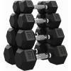 Garvee 5-50 LB Hex Dumbbell Set of 2, Hand Weights Dumbbells Pair with Cast Iron Core, Rubber Encased Coating and Textured Carbon Steel Handle for Home Gym Strength Training((5+10+15+20) LBS Pair)