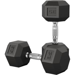 Garvee 5-50 LB Hex Dumbbell Set of 2, Hand Weights Dumbbells Pair with Cast Iron Core, Rubber Encased Coating and Textured Carbon Steel Handle for Home Gym Strength Training(35 LBS Pair)