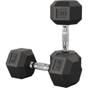 Garvee 5-50 LB Hex Dumbbell Set of 2, Hand Weights Dumbbells Pair with Cast Iron Core, Rubber Encased Coating and Textured Carbon Steel Handle for Home Gym Strength Training(30 LBS Pair)