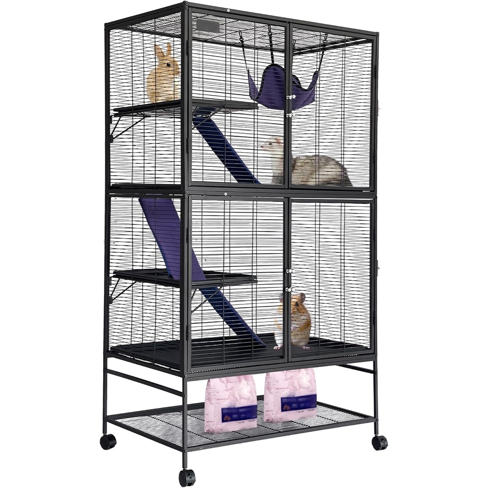 image:imageGarvee Small Animal Cage 40 L Animal Cage for Bunny Hutch with Detachable StandRamp Extra Platform RemovableTray for Chinchilla Rabbit Guinea Pigs Hedgehog Gerbil360L x 230W x 640H