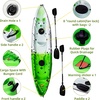 Fishing Kayaks, 12.4FT, 2-3 Person Sit on Top Kayak for Adults with Paddle & Comfortable Seat, Capacity of 600LBS, Hard Shell Recreational Ocean Kayak Boat(Green & White)