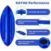 Fishing Kayaks, 12.4FT, 2-3 Person Sit on Top Kayak for Adults with Paddle & Comfortable Seat, Capacity of 600LBS, Hard Shell Recreational Ocean Kayak Boat(blue)