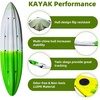 Fishing Kayaks, 12.4FT, 2-3 Person Sit on Top Kayak for Adults with Paddle & Comfortable Seat, Capacity of 600LBS, Hard Shell Recreational Ocean Kayak Boat(Green & White)