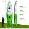 Fishing Kayaks, 12.4FT, 2-3 Person Sit on Top Kayak for Adults with Paddle & Comfortable Seat, Capacity of 600LBS, Hard Shell Recreational Ocean Kayak Boat(Green & White)