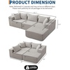 Garvee 108″ Comfy Cloud Sectional Couch with Chaise, L Shaped Boneless Sofa | Gray Couches for Living Room, Modular Sofa Couch & Bed, No Assembly Required, (Gray, Left Facing Chaise)(Beige – Right)