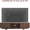 Garvee 55/63 Inch TV Stand, Farmhouse TV Stand with Wave-Like Door, Mid Century Entertainment Center with Storage, TV and Media Console for Living Room, Walnut(Walnut-wave-like Door)