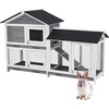 Garvee 63 in Bunny Hutch Indoor Bunny Cage, with 3 Leak-Proof Removable Trays, Wooden Waterproof Roof Rabbit Hutch Indoor/Outdoor, 2-Tier Bunny House/Chicken Coop, Gray and Black(Black and Grey)