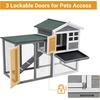Garvee 63 in Bunny Hutch Indoor Bunny Cage, with 3 Leak-Proof Removable Trays, Wooden Waterproof Roof Rabbit Hutch Indoor/Outdoor, 2-Tier Bunny House/Chicken Coop, Gray and Black(Grey)
