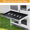 Garvee 63 in Bunny Hutch Indoor Bunny Cage, with 3 Leak-Proof Removable Trays, Wooden Waterproof Roof Rabbit Hutch Indoor/Outdoor, 2-Tier Bunny House/Chicken Coop, Gray and Black(Black and Grey)