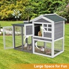 Garvee 63 in Bunny Hutch Indoor Bunny Cage, with 3 Leak-Proof Removable Trays, Wooden Waterproof Roof Rabbit Hutch Indoor/Outdoor, 2-Tier Bunny House/Chicken Coop, Gray and Black(Grey)