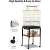 Garvee Bird Cage, 57‘’H Open-Top Durable Bird Cage w/Rolling Stand, Removable Tray, Extra Storage Stand, Brakable Casters,Large Dorr for Access, Indoor& Outdoor Use for Birds(Black and Gold)
