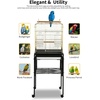 Garvee Bird Cage, 57‘’H Open-Top Durable Bird Cage w/Rolling Stand, Removable Tray, Extra Storage Stand, Brakable Casters,Large Dorr for Access, Indoor& Outdoor Use for Birds(Black and Gold)