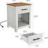 Garvee Farmhouse Nightstand Set of 2 with 2 Drawer and Open Compartment, Side Table with Charging Station, End Table with Storage Shelf for Bedroom, Living Room, Brown, 2PCS(White+oak)