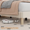 Garvee King Size Velvet Bed Frame, Vertical Channel Tufted Headboard, Height Adjustable, Upholstered Platform Bed, No Box Spring Needed, Light Grey(Beige)