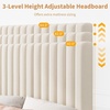 Garvee King Size Velvet Bed Frame, Vertical Channel Tufted Headboard, Height Adjustable, Upholstered Platform Bed, No Box Spring Needed, Light Grey(Beige)