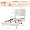 Garvee King Size Velvet Bed Frame, Vertical Channel Tufted Headboard, Height Adjustable, Upholstered Platform Bed, No Box Spring Needed, Light Grey(Beige)