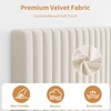 Garvee King Size Velvet Bed Frame, Vertical Channel Tufted Headboard, Height Adjustable, Upholstered Platform Bed, No Box Spring Needed, Light Grey(Beige)