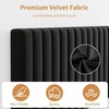 Garvee King Size Velvet Bed Frame, Vertical Channel Tufted Headboard, Height Adjustable, Upholstered Platform Bed, No Box Spring Needed, Light Grey(Black)