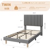 Garvee King Size Velvet Bed Frame, Vertical Channel Tufted Headboard, Height Adjustable, Upholstered Platform Bed, No Box Spring Needed, Light Grey(Grey)