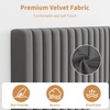 Garvee King Size Velvet Bed Frame, Vertical Channel Tufted Headboard, Height Adjustable, Upholstered Platform Bed, No Box Spring Needed, Light Grey(Grey)