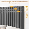 Garvee King Size Velvet Bed Frame, Vertical Channel Tufted Headboard, Height Adjustable, Upholstered Platform Bed, No Box Spring Needed, Light Grey(Grey)