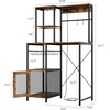 Garvee Kitchen Bakers Rack with Refrigerator Storage Space, Industrial Microwave Stand with Power Outlet, Freestanding Kitchen Shelf for Pantry Living Room, 33.9 x 19.7 x 58.1 Inches, Black(Brown)