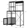 Garvee Kitchen Bakers Rack with Refrigerator Storage Space, Industrial Microwave Stand with Power Outlet, Freestanding Kitchen Shelf for Pantry Living Room, 33.9 x 19.7 x 58.1 Inches, Black(Black)