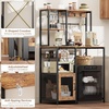 Garvee Kitchen Bakers Rack with Refrigerator Storage Space, Industrial Microwave Stand with Power Outlet, Freestanding Kitchen Shelf for Pantry Living Room, 33.9 x 19.7 x 58.1 Inches, Black(Brown)