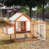 Garvee Outdoor Chicken Coop Wooden Hen House with Run, Poultry Cage w/Ramps, Nesting Box, 4 Access Areas, Wire Fence, Removable Bottom for Easy Cleaning(Large)