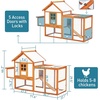 Garvee Outdoor Chicken Coop Wooden Hen House with Run, Poultry Cage w/Ramps, Nesting Box, 4 Access Areas, Wire Fence, Removable Bottom for Easy Cleaning(Large)