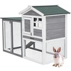 Garvee 63 in Bunny Hutch Indoor Bunny Cage, with 3 Leak-Proof Removable Trays, Wooden Waterproof Roof Rabbit Hutch Indoor/Outdoor, 2-Tier Bunny House/Chicken Coop, Gray and Black(Grey)
