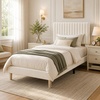 Garvee King Size Velvet Bed Frame, Vertical Channel Tufted Headboard, Height Adjustable, Upholstered Platform Bed, No Box Spring Needed, Light Grey(Beige)