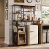 Garvee Kitchen Bakers Rack with Refrigerator Storage Space, Industrial Microwave Stand with Power Outlet, Freestanding Kitchen Shelf for Pantry Living Room, 33.9 x 19.7 x 58.1 Inches, Black(Brown)