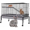 Garvee Small Animal Cage, 40 ”L Animal Cage for Bunny Hutch with Detachable Stand,Ramp, Extra Platform RemovableTray for Chinchilla, Rabbit, Guinea Pigs, Hedgehog, Gerbil(40.0″L x 20.1″W x 33.1″H)