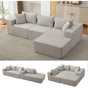 Garvee 108″ Comfy Cloud Sectional Couch with Chaise, L Shaped Boneless Sofa | Gray Couches for Living Room, Modular Sofa Couch & Bed, No Assembly Required, (Gray, Left Facing Chaise)(Beige – Right)
