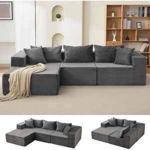 Garvee 108″ Comfy Cloud Sectional Couch with Chaise, L Shaped Boneless Sofa | Gray Couches for Living Room, Modular Sofa Couch & Bed, No Assembly Required, (Gray, Left Facing Chaise)(Gray – Left)