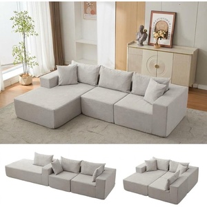 Garvee 108″ Comfy Cloud Sectional Couch with Chaise, L Shaped Boneless Sofa | Gray Couches for Living Room, Modular Sofa Couch & Bed, No Assembly Required, (Gray, Left Facing Chaise)(Beige – Left)
