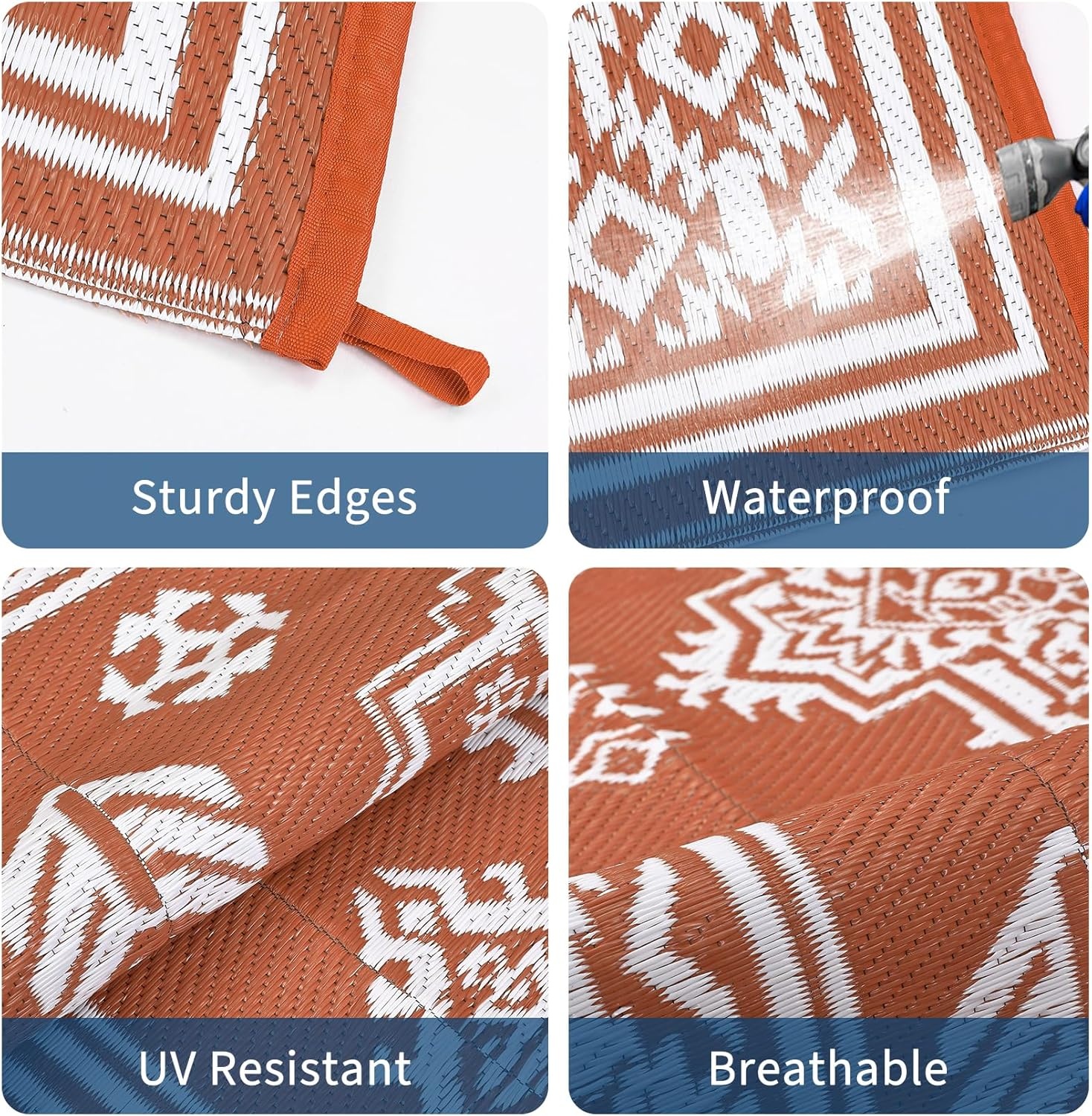 image:imageGarvee Outdoor Rug 8x10 Vintage Medallion Outdoor Rug Waterproof Patio Rugs Plastic Carpet RV Mat Carpet for Patio Outside Entry Backyard Deck Bench Picnic CamperBlueGreyMedallion  Orange  White