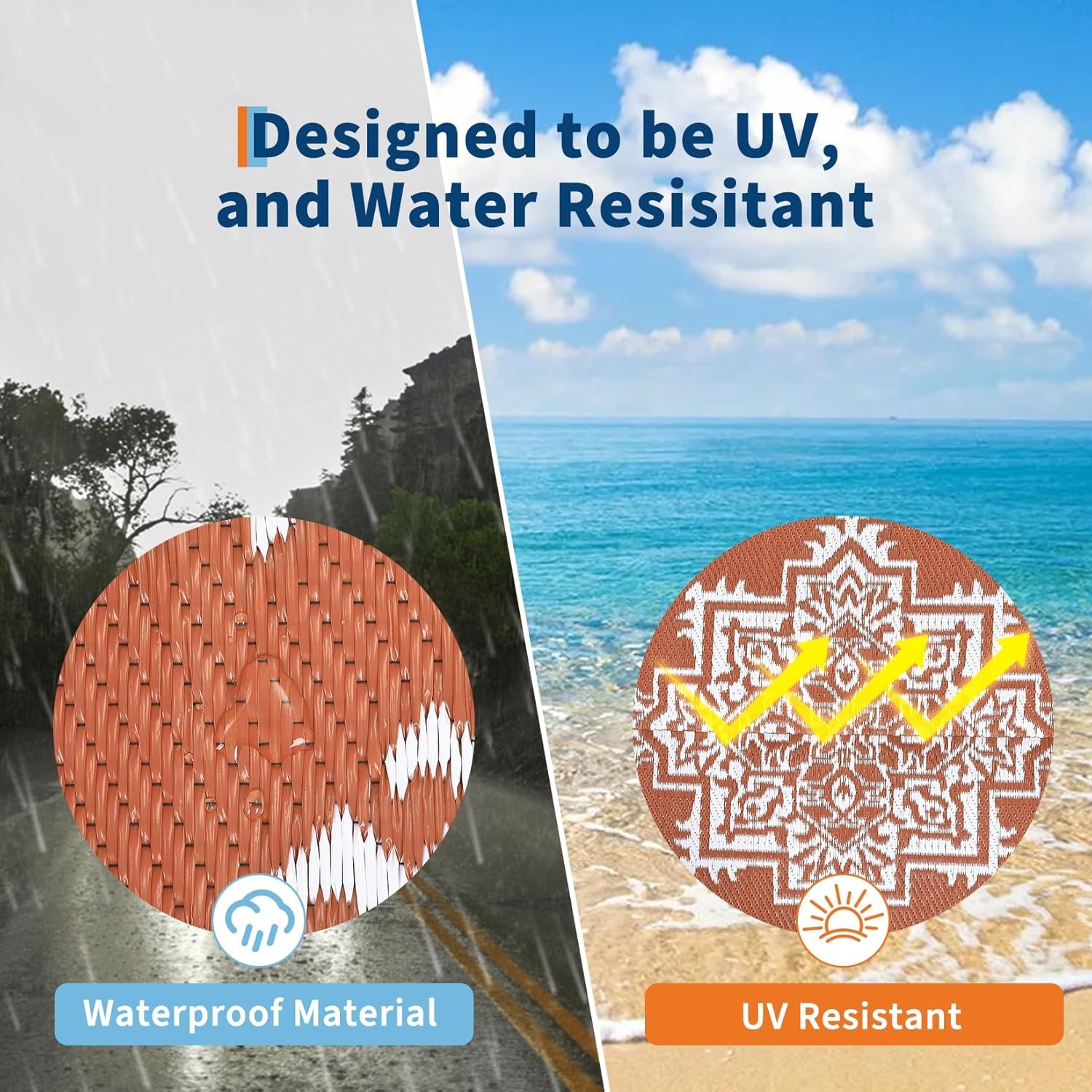 image:imageGarvee Outdoor Rug 8x10 Vintage Medallion Outdoor Rug Waterproof Patio Rugs Plastic Carpet RV Mat Carpet for Patio Outside Entry Backyard Deck Bench Picnic CamperBlueGreyMedallion  Orange  White