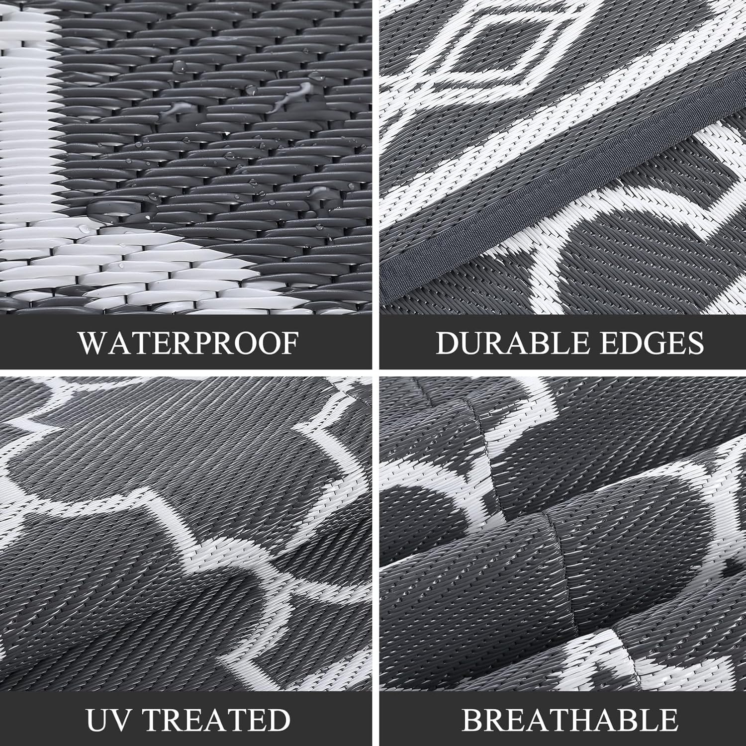 image:imageGarvee Outdoor Rug 8x10 Vintage Medallion Outdoor Rug Waterproof Patio Rugs Plastic Carpet RV Mat Carpet for Patio Outside Entry Backyard Deck Bench Picnic CamperBlueGreyGreyWhite