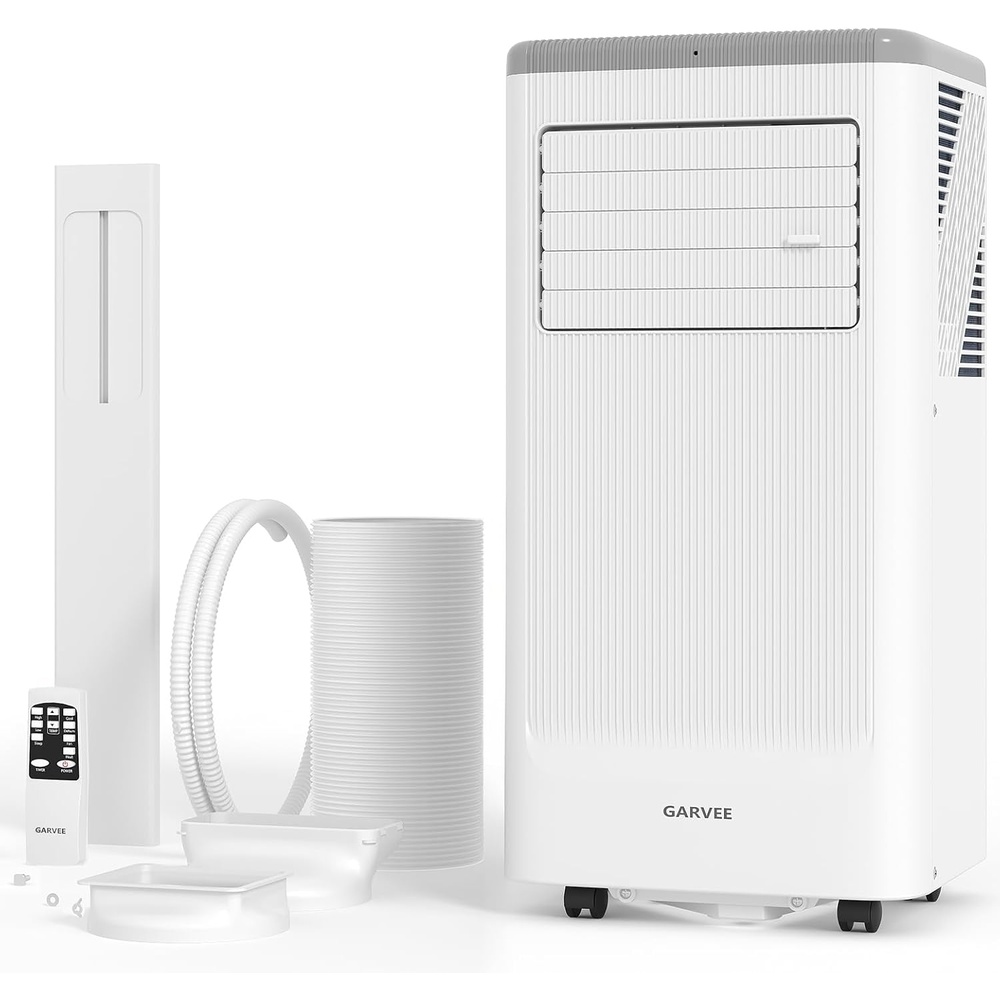 image:imageGarvee 8000 BTUs Portable Air ConditionerUp to 350 SqFt Remote Control 48dB Portable AC Unit Dehumidifier Fan Sleep 24H TimerampInstallation Kit DOE Certified Ceer 62 WhiteBlack PanelWhite