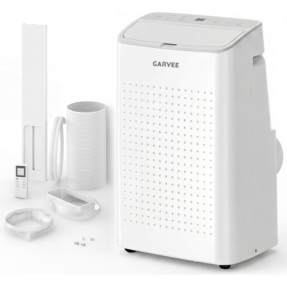 image:imageGarvee Portable Air Conditioner 14000BTU Remote Control Portable AC Unit Dehumidifier Fan 850SqFt CoolDrySwingQuiteLCD DisplayFast Cool Air Purification1400W CEER783GreyGreyWhite